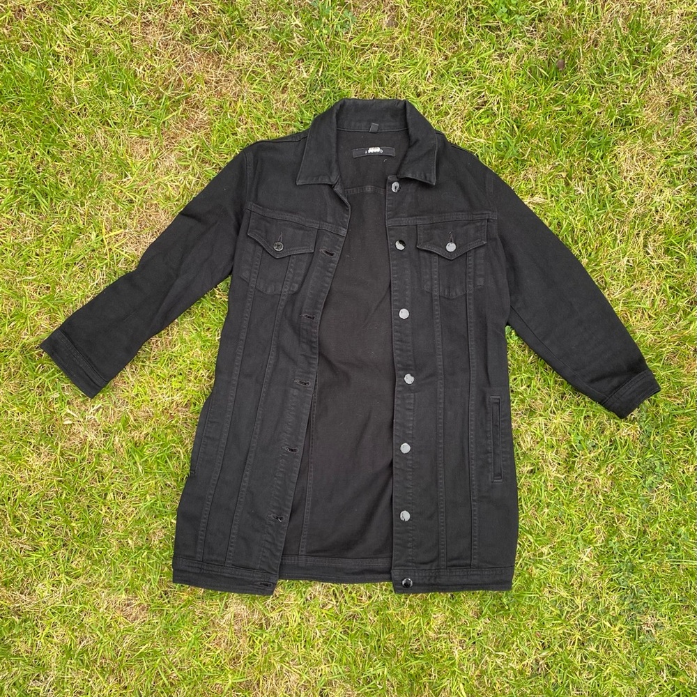 J Brand long black stretch denim jacket